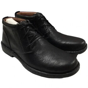 Clarks Chukka Boots Mens 15 W Wide Black Leather Lace Up Stratton Limit NEW